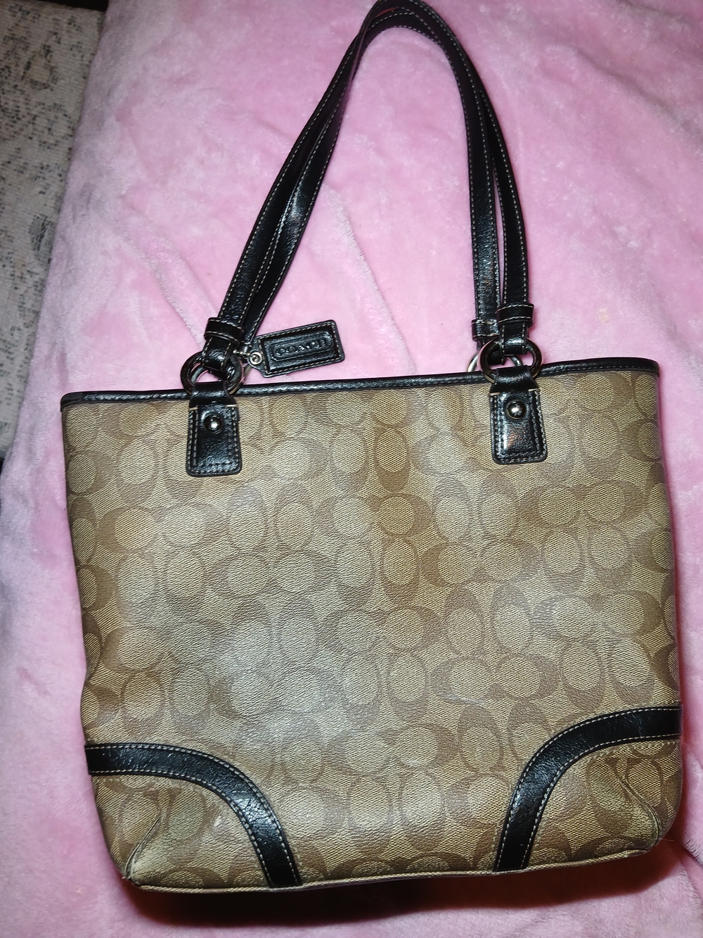 Coach Peyton Signature Heritage Tote Bag Brown F18917 Flawed - Picture 4 of 16